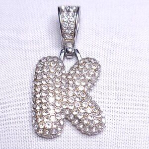 Silver Tone Bubble Letter "K" Pendant